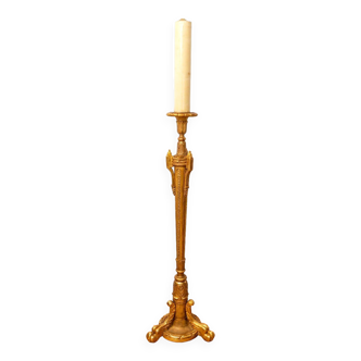 Woodpecker candle or rod candlestick - gilded wood with leaf - period: xixth century