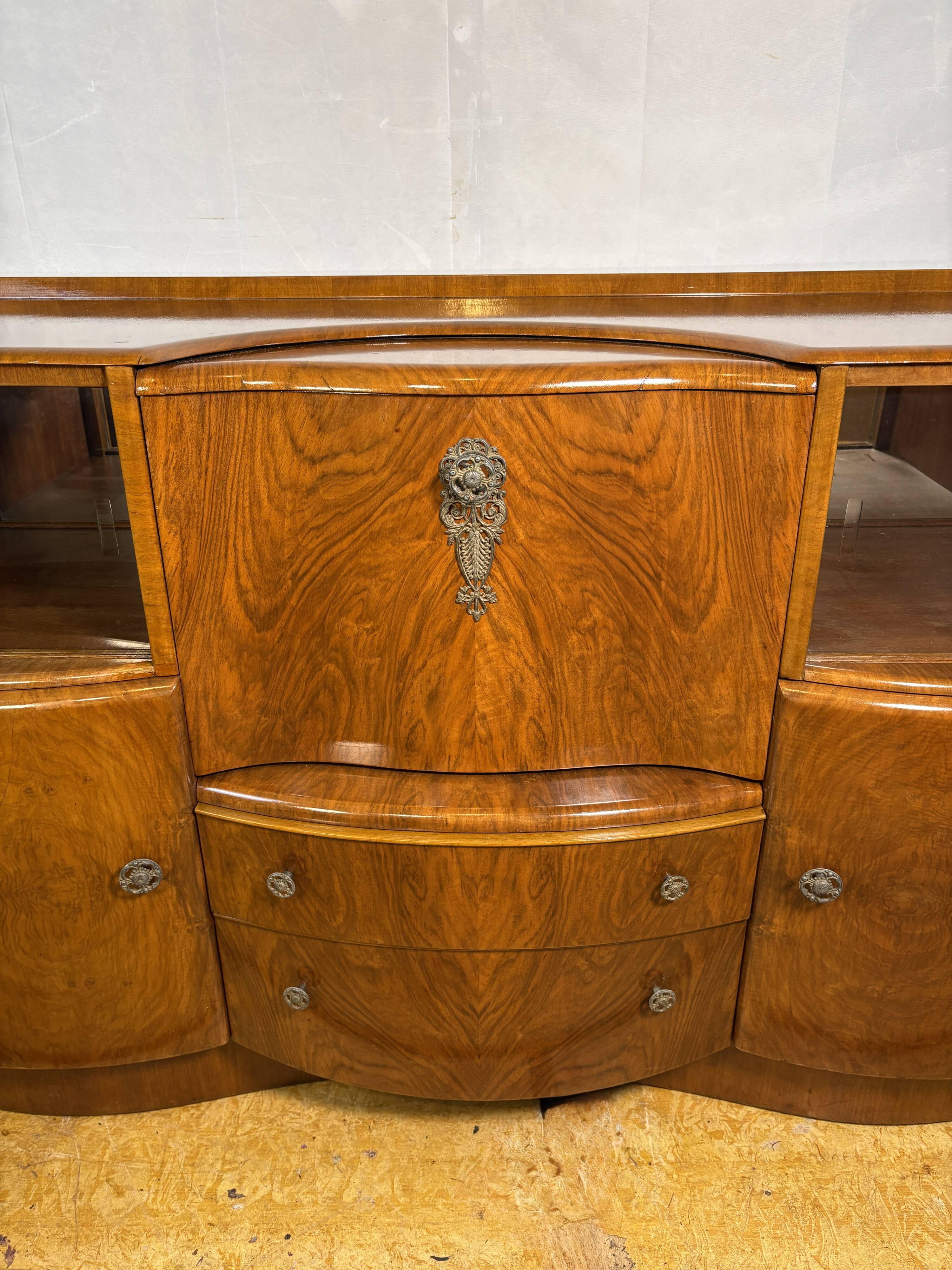 Art Deco Vintage Burr Walnut Cocktail Cabinet Sideboard Beautility1930-1940