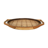 Oval rattan tray from the 70s