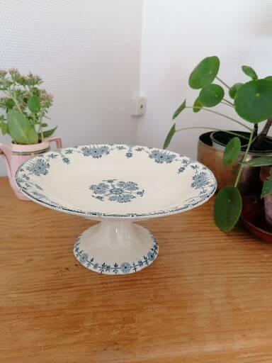 Composition in earthenware iron earth Gien model Stocklom blue art nouveau