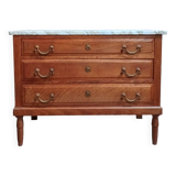 Louis XVI style chest of drawers in oak and marble top