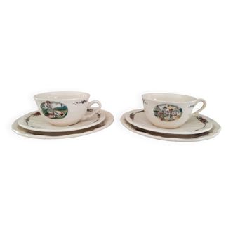 Tete a tête for tea for 2 people 6 pieces Sarreguemines model Obernai