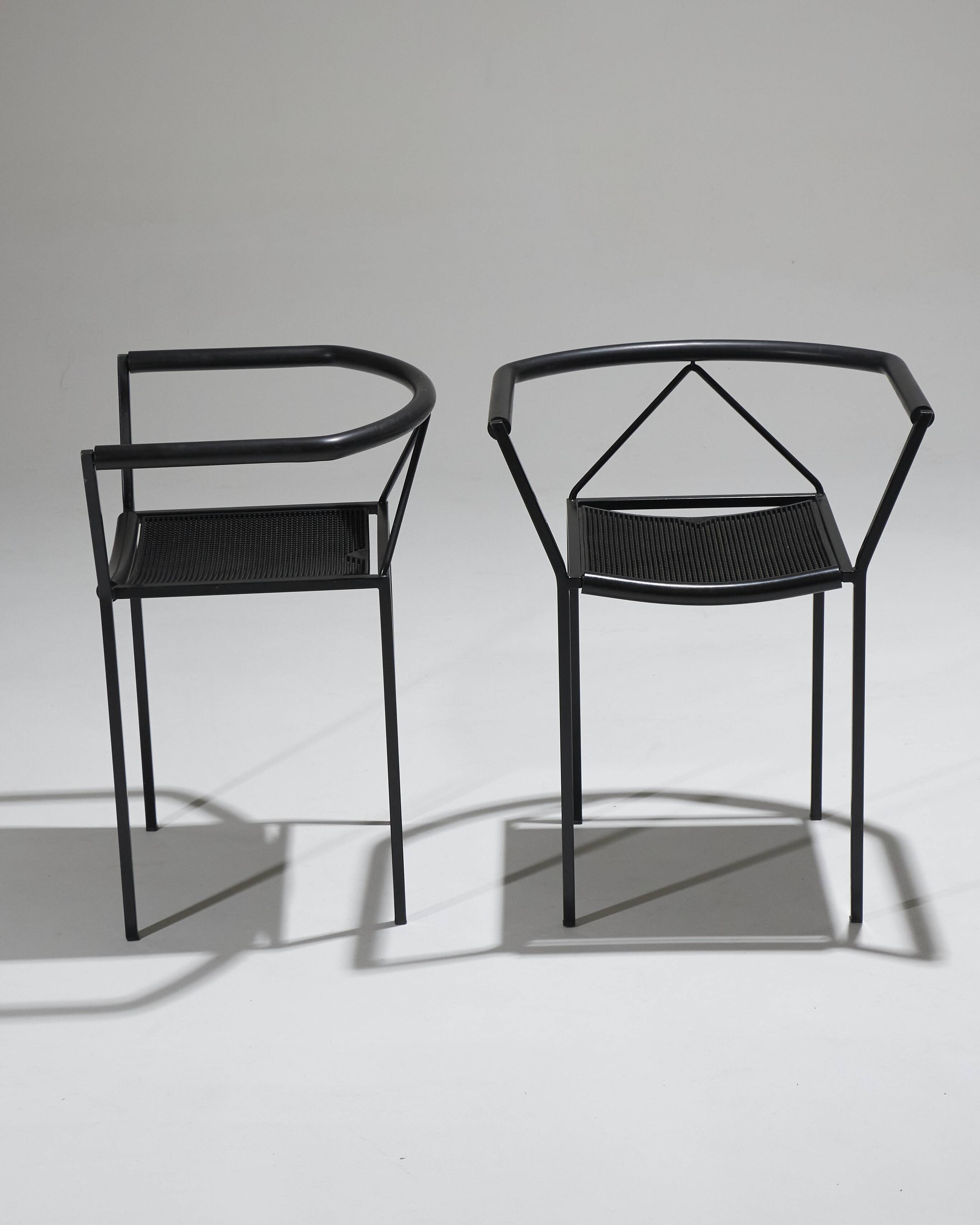 Pair of poltroncina chairs, zeus, maurizio peregalli, 1980s
