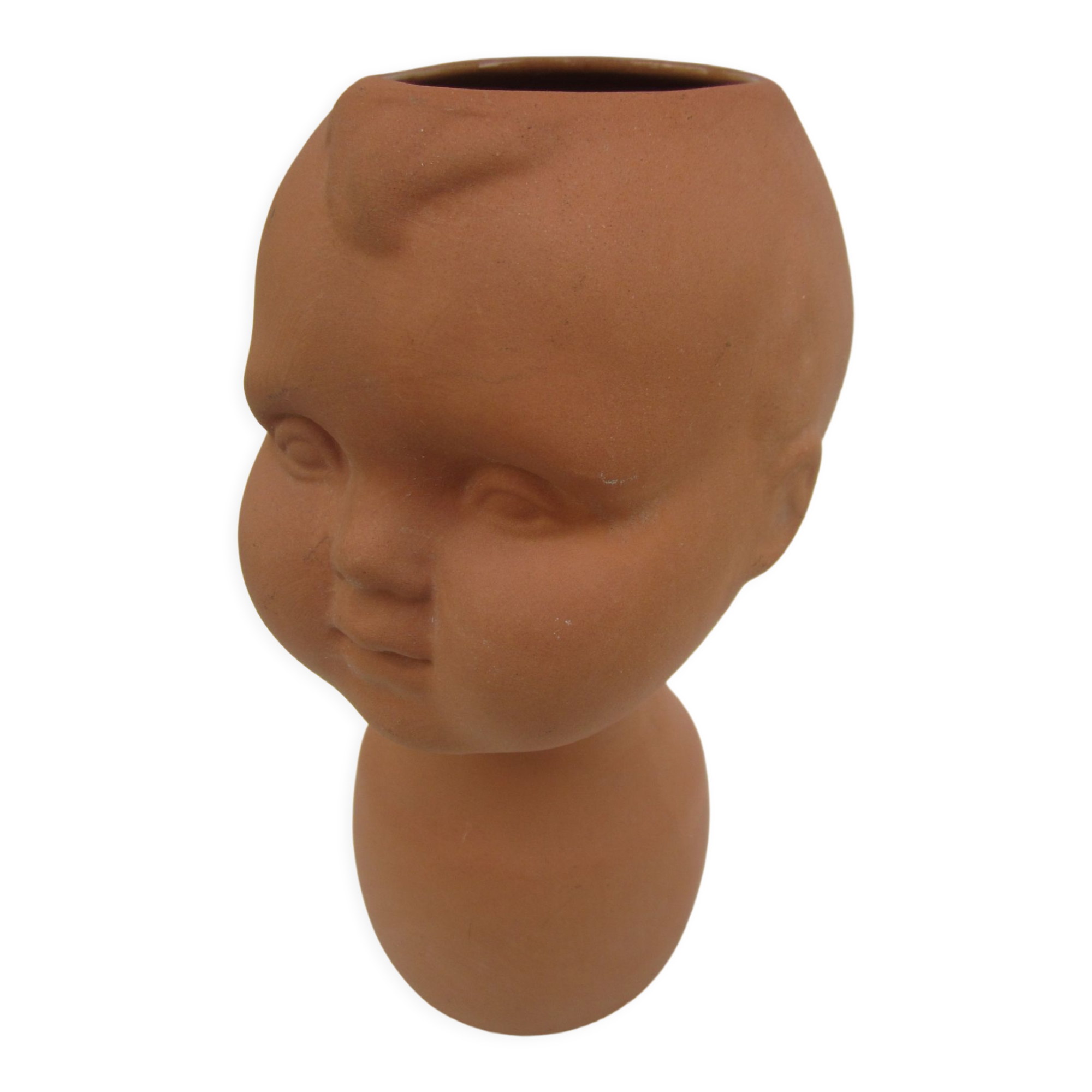 Terracotta vase: child's head