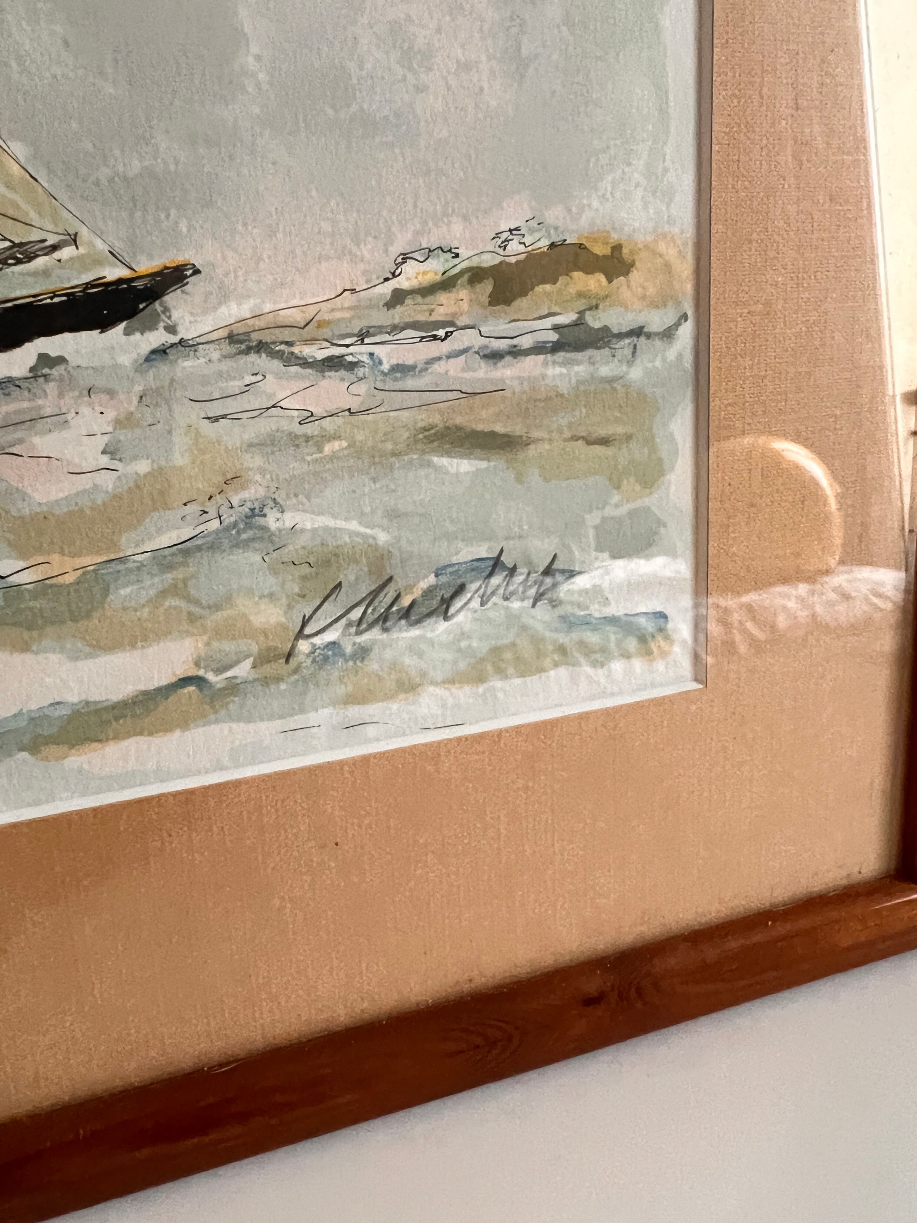 Painting boat in the maritime storm