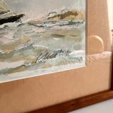 Tableau bateau dans la tempete maritime