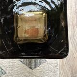 Rectangular smoked glass vase design in retro vintage Murano spirit