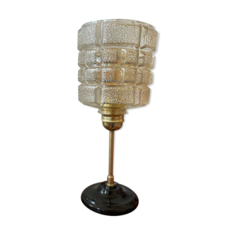 Lampe à poser globe transparent en verre moulé