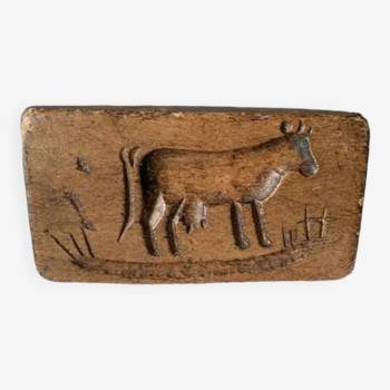 Old carved wooden butter stamp, cow, 19th century