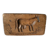 Old carved wooden butter stamp, cow, 19th century