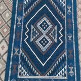Tapis mergoum bleu fait main traditionnel 50x100