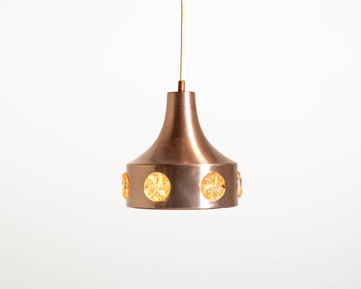 Swedish metal and glass pendant lamp, 1960s/70s
