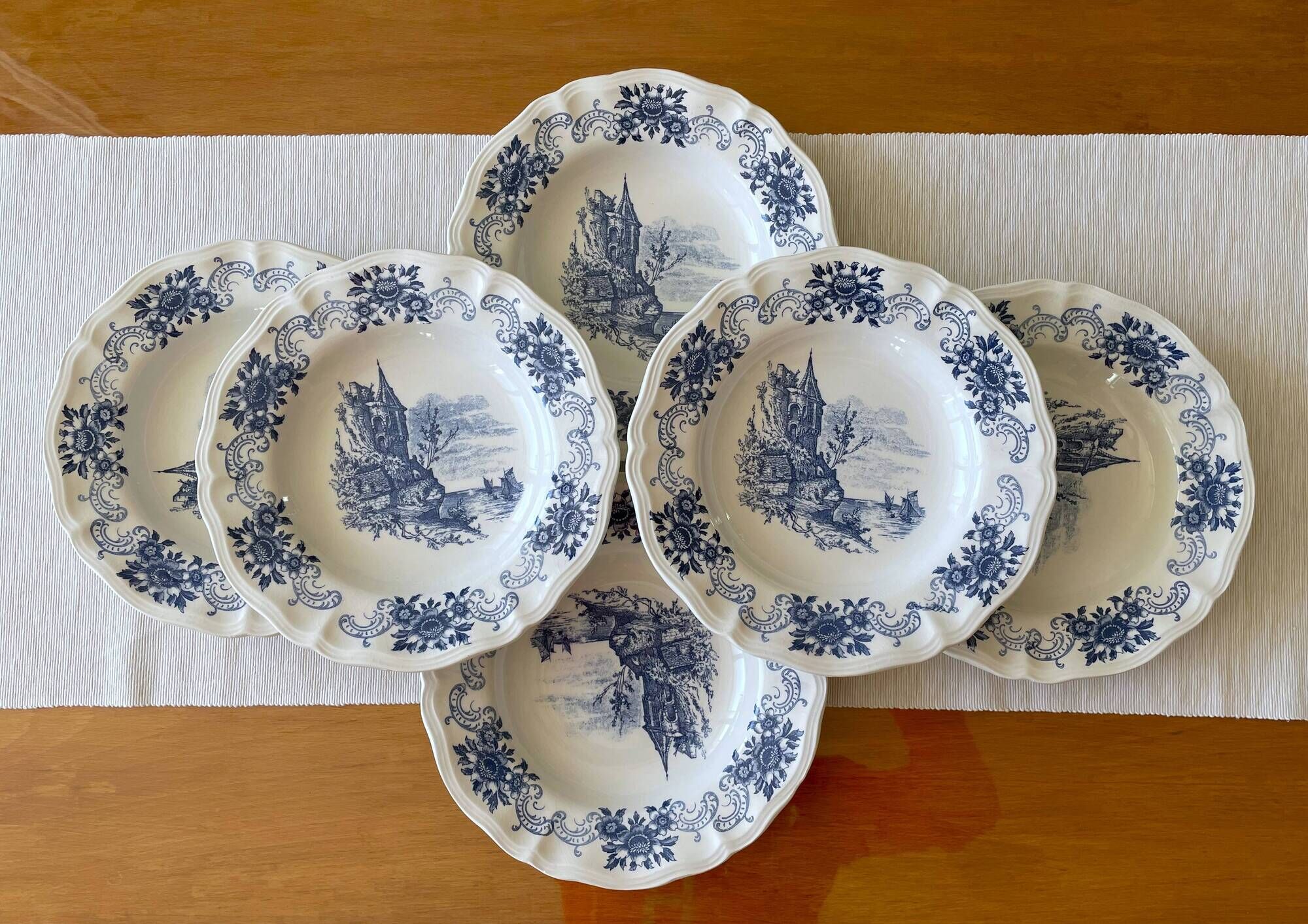 6 antique deep plates in Sarreguemines earthenware