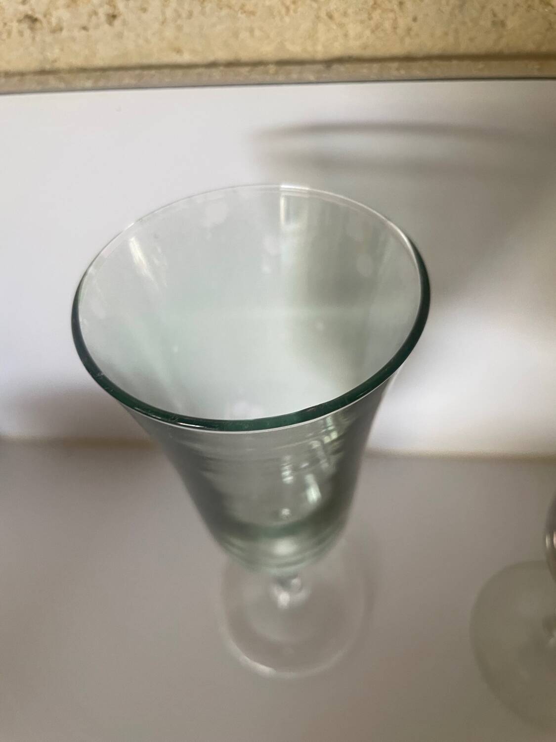 3 iridescent colored champagne glasses