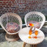 Living room 5 pieces vintage rattan