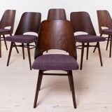 Set of 6 Dining Chairs by R. Hofman for TON, Model 514, 1960s, Reupholstered