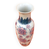 Baluster vase Asian polychrome porcelain with floral decoration of Lotus flowers