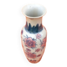Baluster vase Asian polychrome porcelain with floral decoration of Lotus flowers