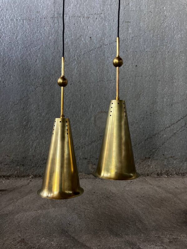 Paire de suspensions laiton, Norvège, 1950s