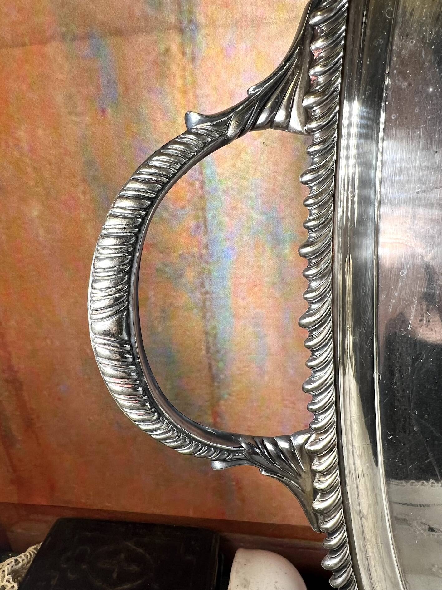 Large silver metal tray Mappin and Webb