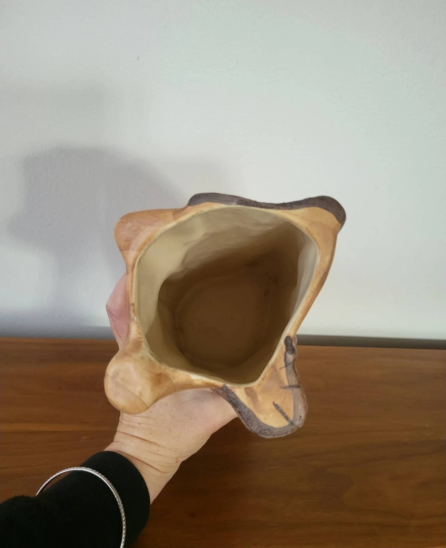 Vintage Vallauris Ceramic Vase Grandjean Jourdan Faux Wood