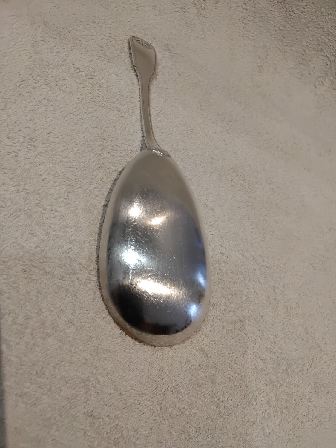 Silver plated rice serving spoons, Christofle Vendome, 25cm