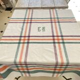Antique hand-monogrammed tablecloth EB - Cotton - 150x150 cm