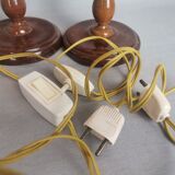 Lampes de table rustiques en bois de ferme portugaise avec abat-jour en verre torche, 1970s, Set de 2