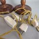Portuguese Farmhouse rustic wooden table lamps with torch glass shades, 1970s, Set of 2