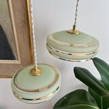 Suspension in green granite glass with gold edging - 4 copies in stock