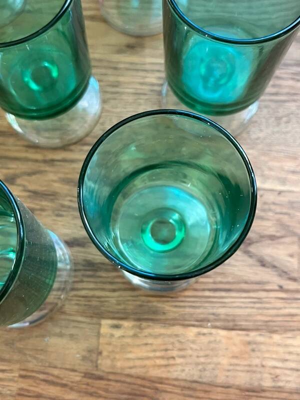 Green glass digestif glasses