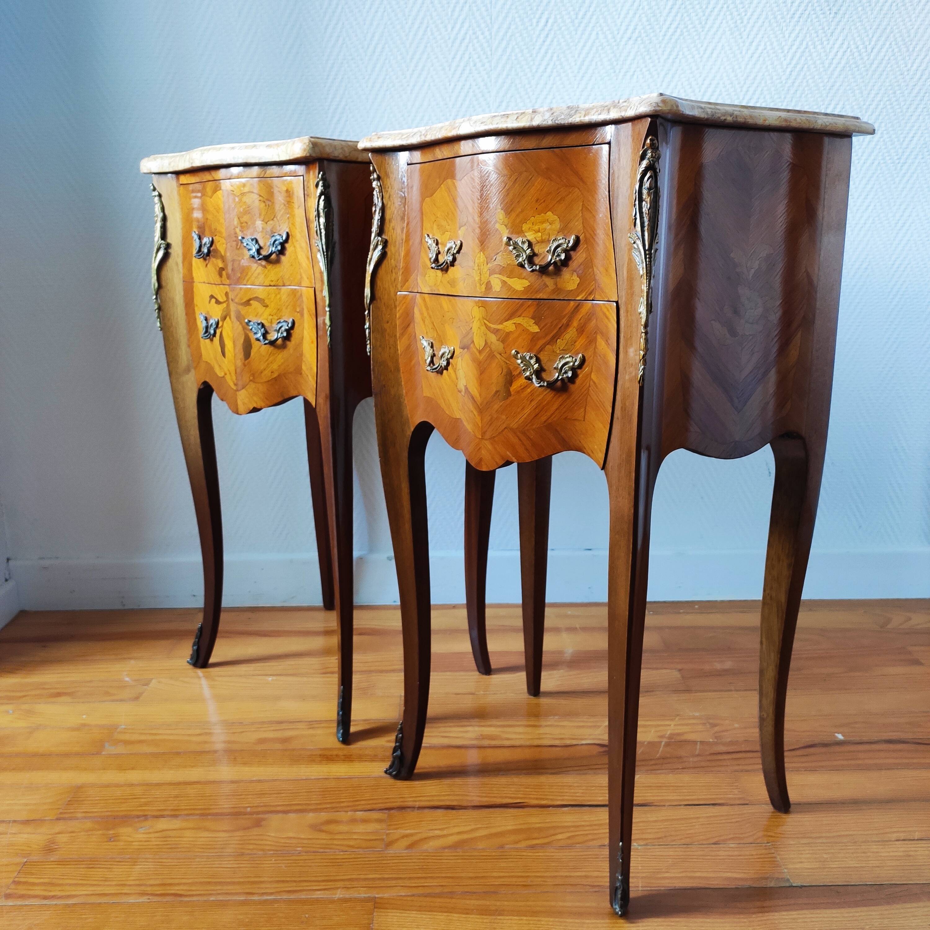 Pair of Louis XV style bedside tables