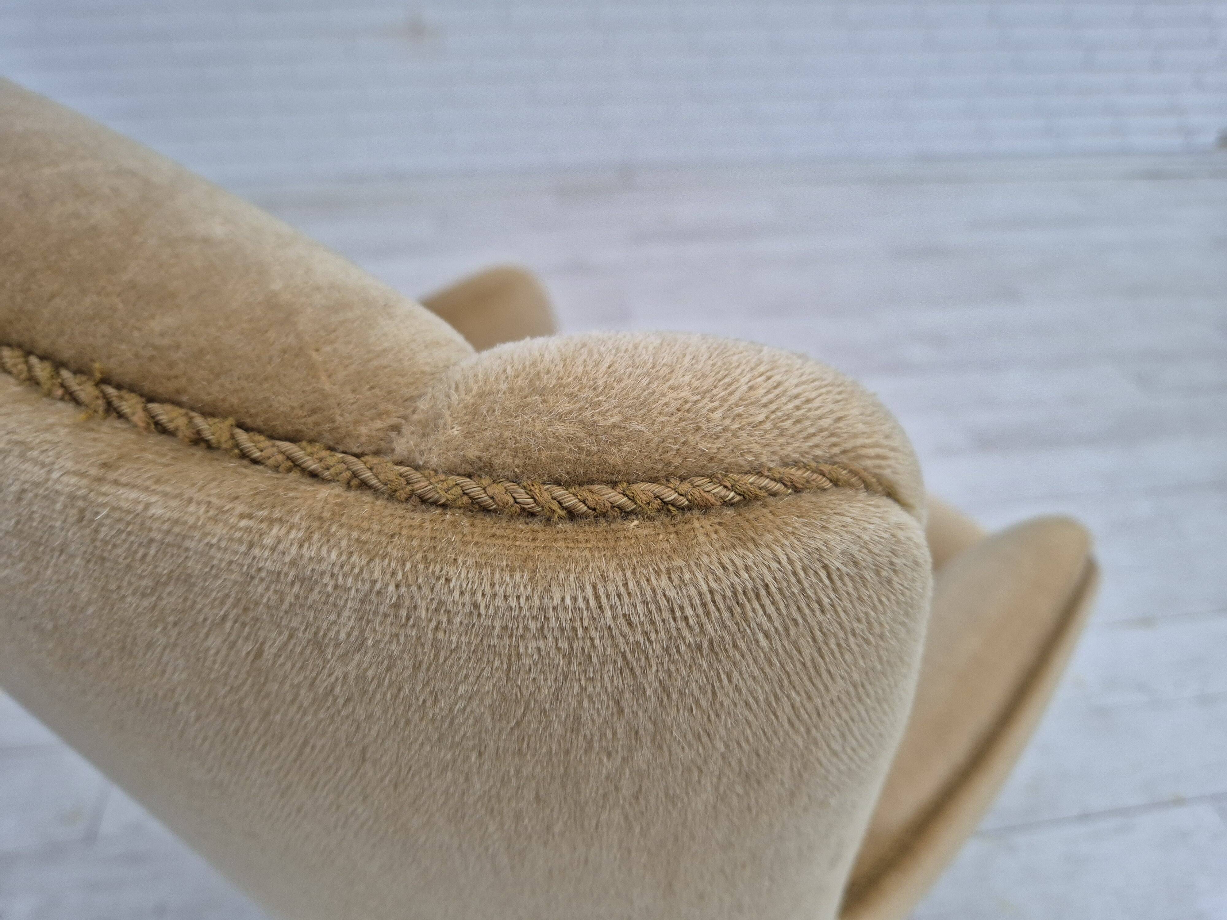1970s, Danish highback armchair, original condition, furniture velour.