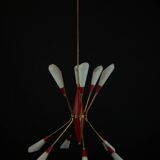 Mid-Century 12 lights chandelier in the manner of Stilnovo. Italy 1950s