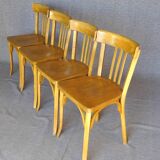 4 Baumann 1950 bistro chairs in “golden oak” color