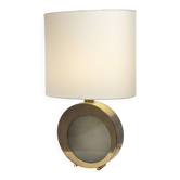 Large brass lamp with fabric shade, 1970