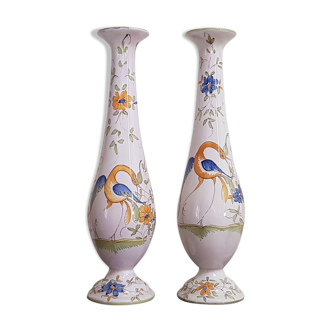 Duo of faience lamp feet