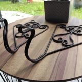Set of 2 vintage wrought iron coat hooks / gallows / plant holders