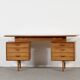Midcentury Alfred Cox Desk In Walnut And Brass.