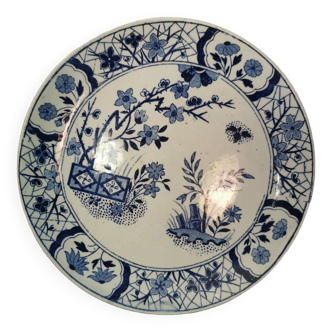 Old Cake / Dessert Plate U & C Damas Blue Utschneider et Cie Sarreguemines BEAUTIFUL DECOR