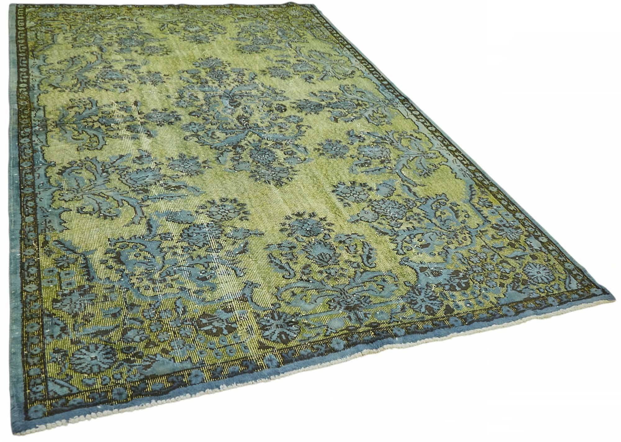 Overdyed Wool Vintage Handmade Carved Rug 169 cm x 288 cm