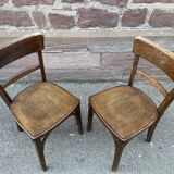 Paire de chaises de brasserie bois courbé