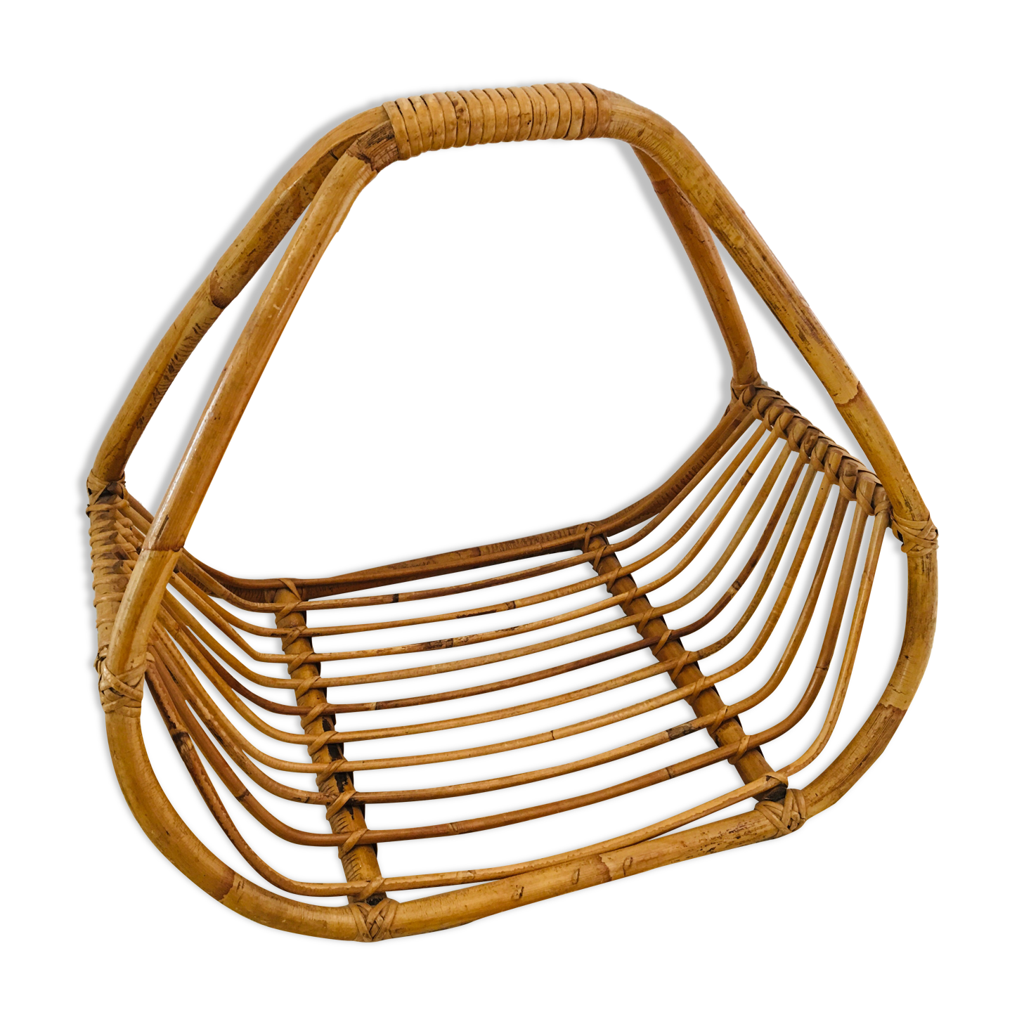 Porte bûche rotin vintage