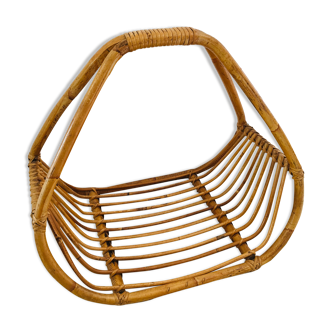 Vintage rattan log holder