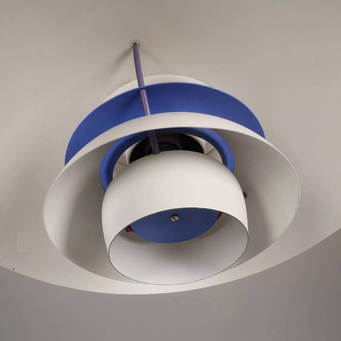 PH5 vintage Scandinavian white suspension by Poul Henningsen from the 1980s.