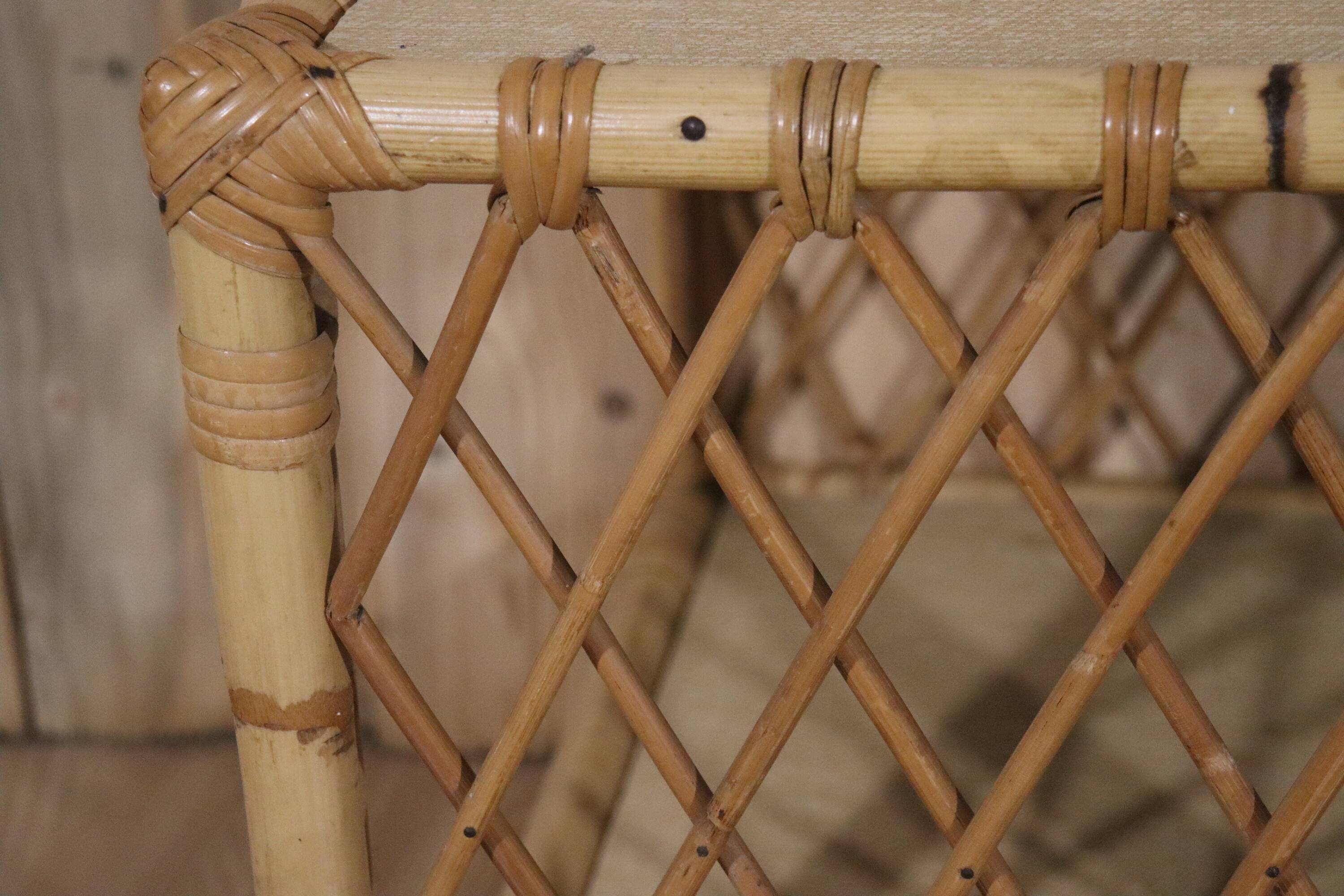 Small vintage rattan side table