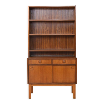 Vintage 1960s bookcase with drawers and sliding doors