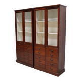 Large Antique Belgian Pitch Pine Apothecary Shop Cabinet / Vitrine, ca 1900