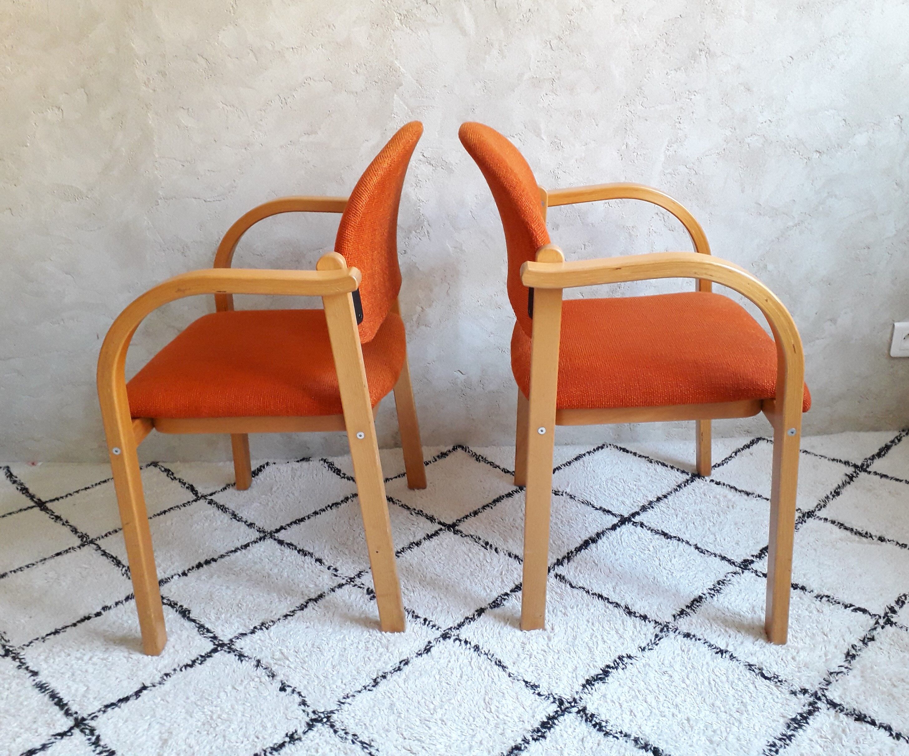 Pair of wooden Ikea armchairs