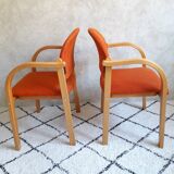 Pair of wooden Ikea armchairs